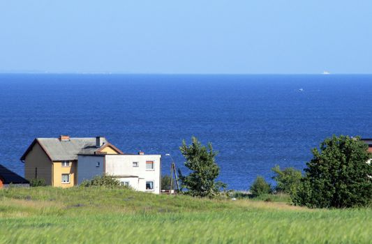 Two houses on the shore of the baltic sea, Poland
