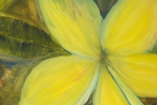An impressionist oil painting of a yellow flower