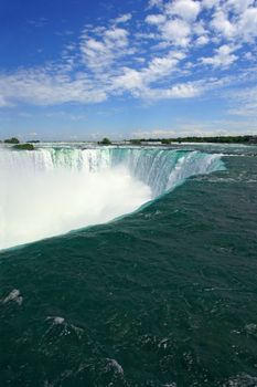 An image of Niagara Falls from the Canadian side.
