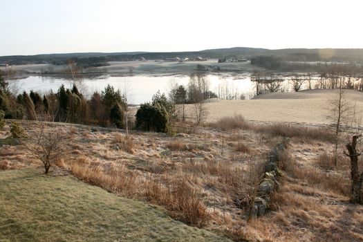 Overlooking the river Glomma an early morning in December.