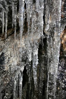 Closeup of icicles