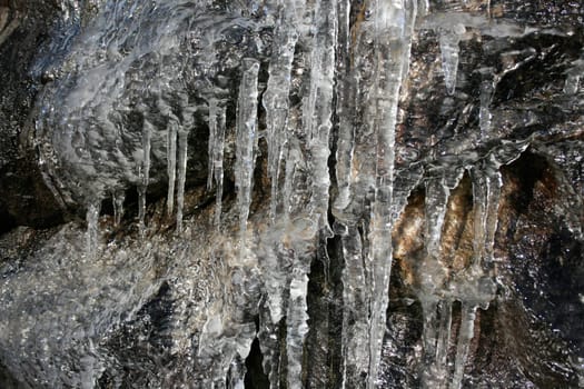 Closeup of icicles