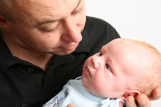 Father and Baby boy on a white background