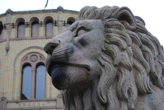 The Norwegian Parliament (Stortinget) in Oslo, Norway.