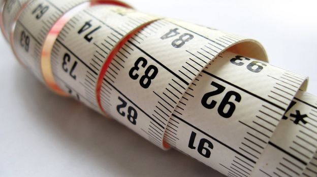 long tape measure with a scale of centimeters