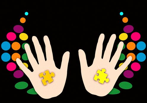 abstract creative symbolic fantasy image of hands magician