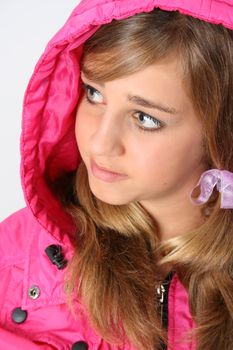 Beautiful teenage female model in winter attire