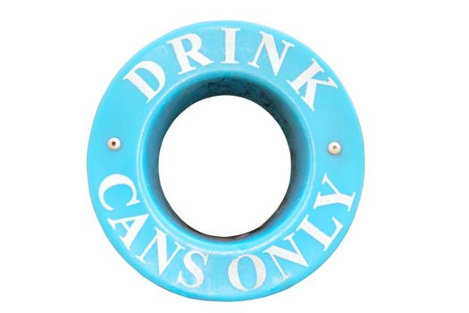 a bin sign for recycling drink cans only with clipping path