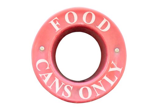a bin sign for recycling food cans only with clipping path