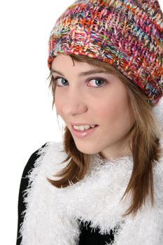 Beautiful young teenager wearing warm winter clothing