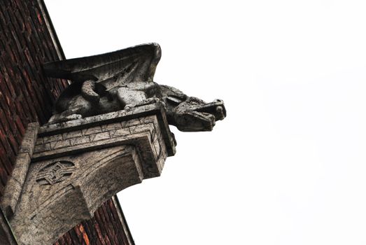 A gargoyle at Oslo City Hall, Norway.