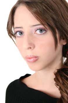Close up of a teen model with beautiful blue eyes