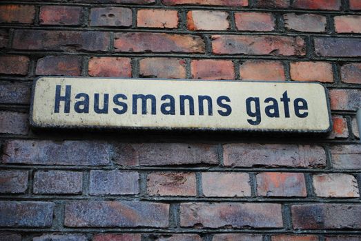 Street sign of Hausmanns street in Oslo, Norway.