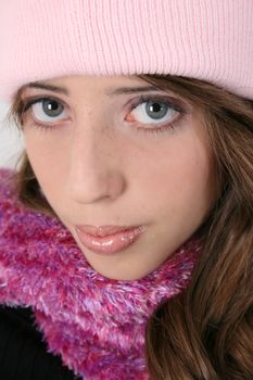 Beautiful teenage female model in winter attire