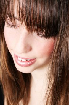 Close up of a teen model with beautiful blue eyes