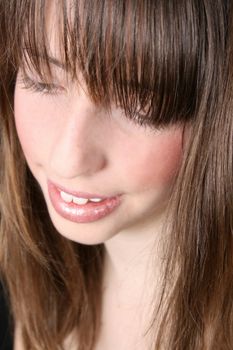 Close up of a teen model with beautiful blue eyes