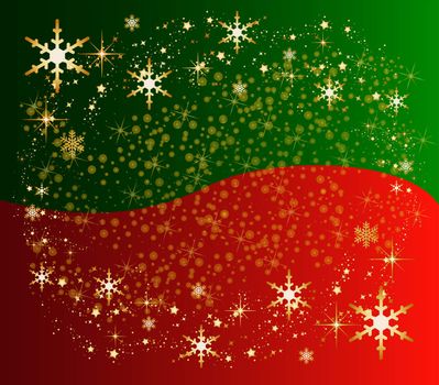 illustration of a bicolor christmas background with stars