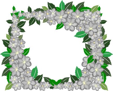 illustration of a flower frame on white background