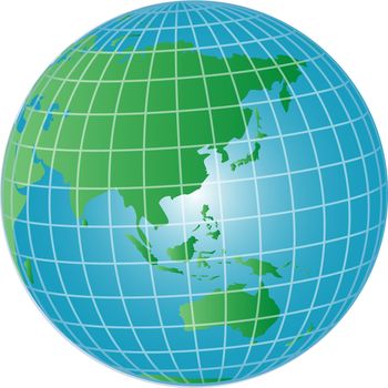illustration of a 3d globe asia and australia