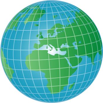 illustration of a 3d globe europe and africa