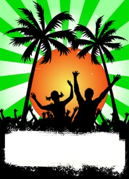 illustration of a green party placard with palms