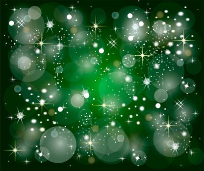 illustration of a green christmas background with stars