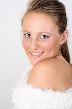Beautiful teenage female model in winter attire