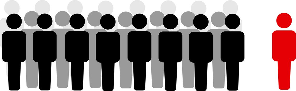 illustration of some people and one outsider