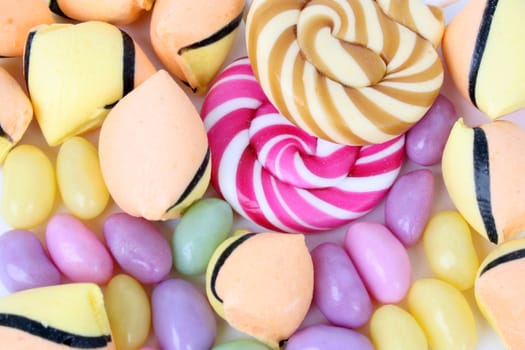Variety of candies in different colours and shapes