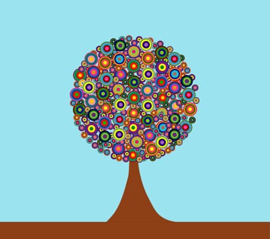 illustration of a colorful art tree