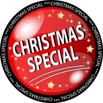 illustration of a red christmas special button