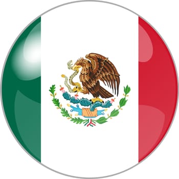 illustration of a button with flag mexico