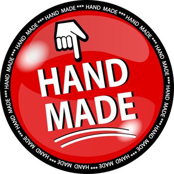 illustration of a red hande made button