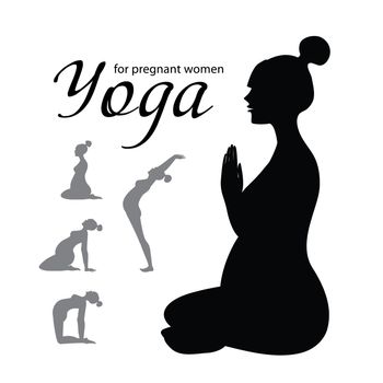 yoga for pregnant women - a set of icons