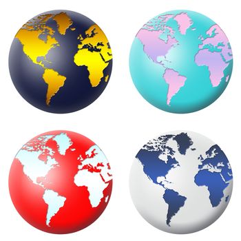 Planet Earth in four different colors. ideal for your icons or illustrations
