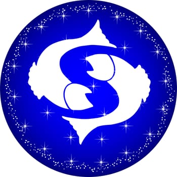 a illustration of a zodiac button pisces