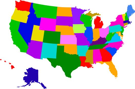 colorful map of usa
