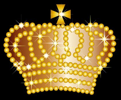 Illustration of a golden crown on black background