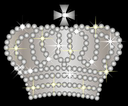 Illustration of a silver crown on black background