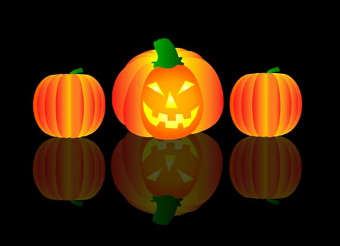 illustration of a halloween background with pumpkins