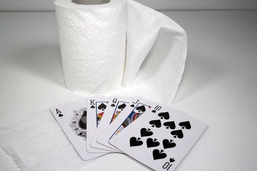 Visual parody of royal flush hand at poker