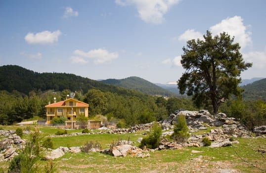 Good villa in mountains of Turkey. Summer time.