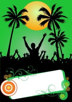 illustration of a party placard with palms