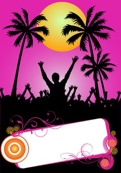 illustration of a party placard with palms