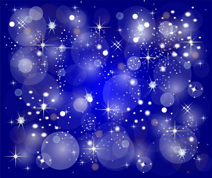illustration of a blue christmas background with stars
