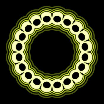 Abstract olive coloured retro frame on a black background
