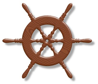Isolated illustration of a wooden ships wheel