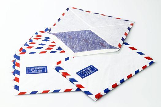 Envelopes with the words air mail in different languages
