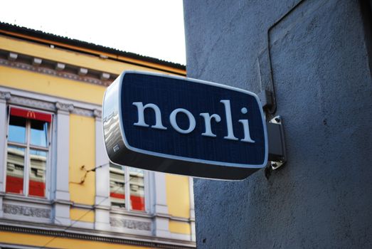 Sign of norwegian bookseller's franchise Norli.