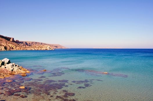 Travel photography: View of the Mediterranean Sea and east coast of Crete